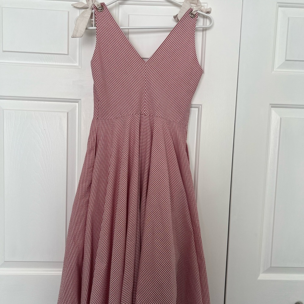 Hutch Pink and White Striped Midi Dress